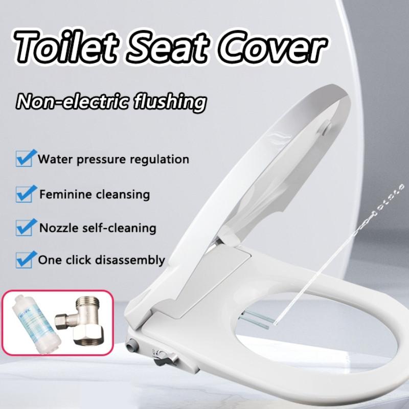 Soft Closing Silence Toilet Seat Cover Manual Control Universal Toilet Seat Lid Non-Electric Flushing Bidet Toilet Seat