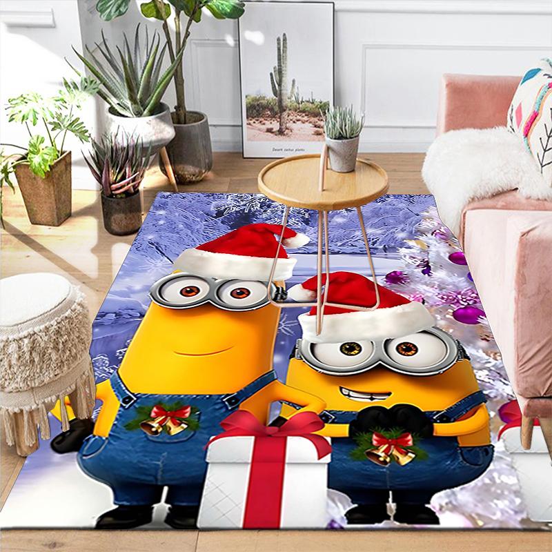 1Pc Christmas Minions Celebration Rug Office Carpet Indoor Outdoor Doormat Nonslip Soft And Comfortable Living Room Christmas Halloween Gift D91853