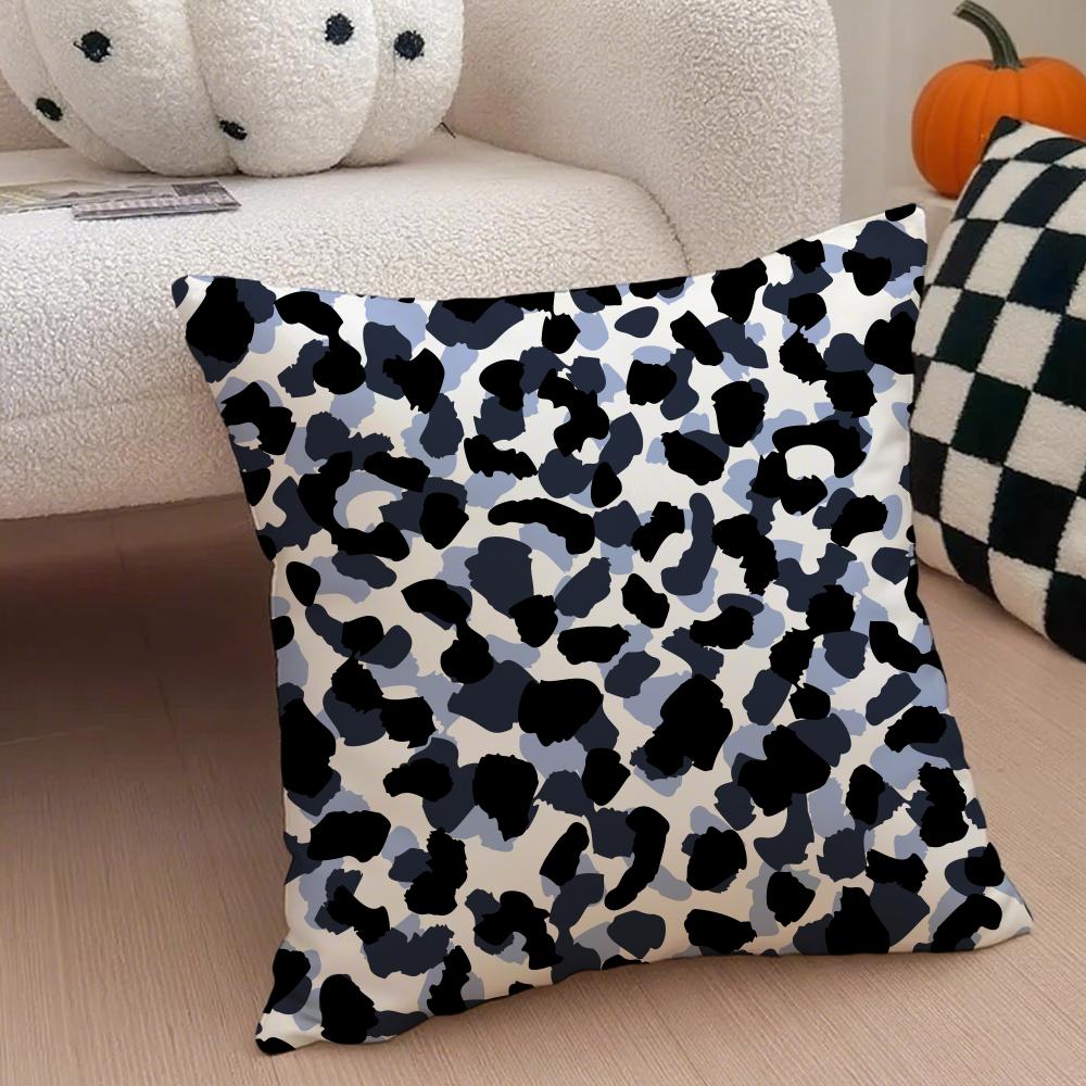 Trendy Fashion Art Leopard Print Texture Cushion Cover Throw Pillow Cover Hidden Button Durable Polyester Chair Cushion
