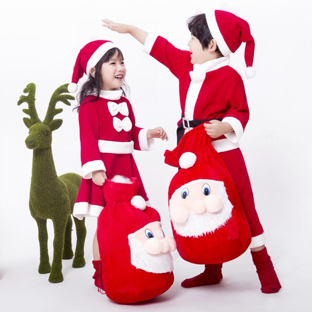Weihnachtsmann Cosplay Kinder Weihnachten Weihnachtsmann Kinder Niedliches und Warmes Weihnachtsmann-Outfit für Jungen und Beinhaltet Flauschiges Perfekt für Weihnachtskostüm Schule Kulturell