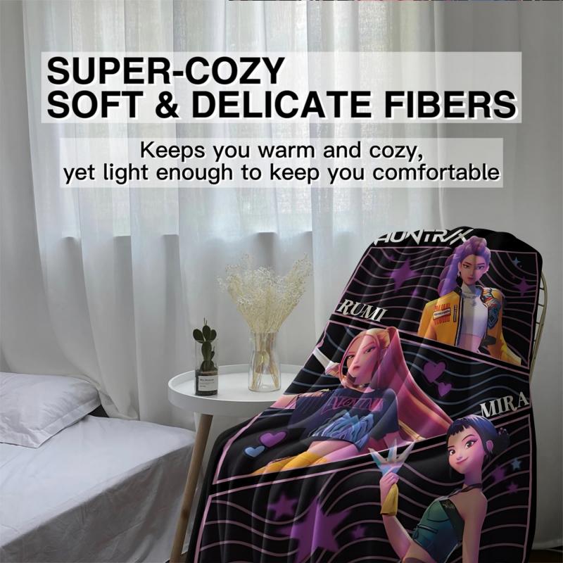 K-Pop Demon Hunters Fan Gifts Blanket Anime Flannel Throw Blanket Suitable Home Leisure Camping Travel Multifunctional Blanket