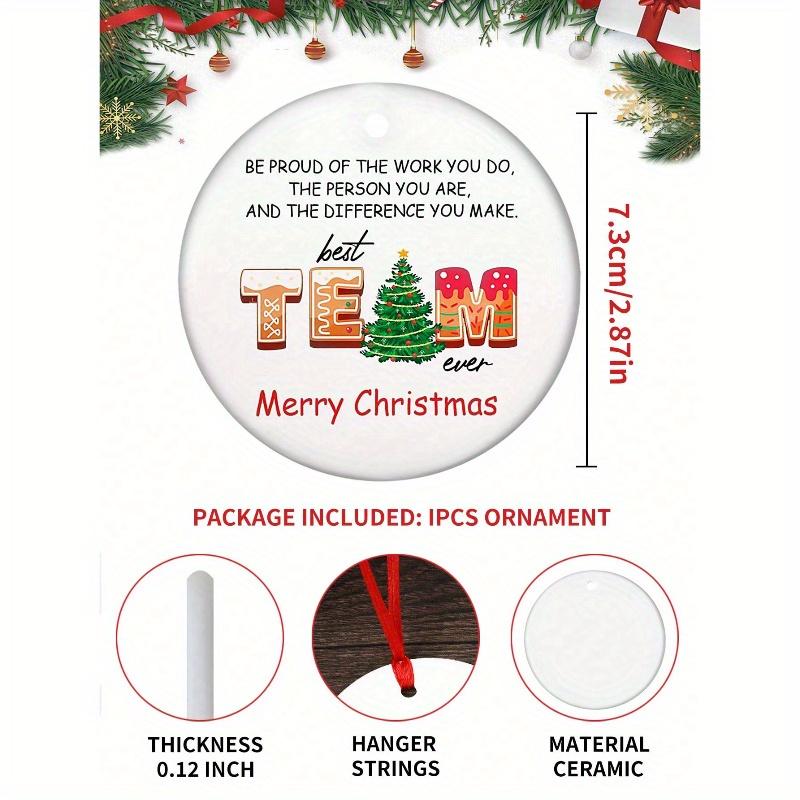 1 szt. "Bądź dumny z pracy, którą wykonujesz, Najlepszy zespół w historii, Wesoły " Okrągła ceramiczna dekoracja domu, Zawieszka na choinkę, okno, kominek, do ogrodu
