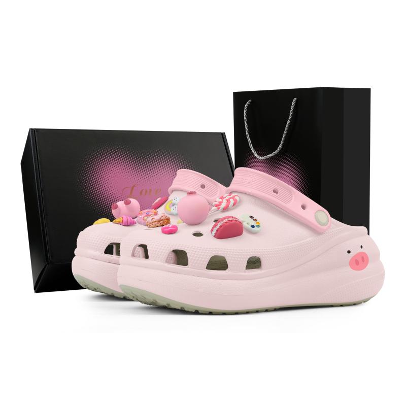 

Crocs Crush Clog Candy Piglet - Подарочная коробка любви EVA Милые граффити Макарон Декоративная пряжка Простые туфли с отверстиями Унисекс Розовые 43-44 розовый