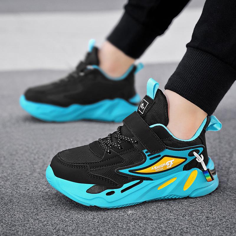 Children's Sports Network Running Sneakers Spring Face Steppers Medium and Large Leather Surface Breathable Autumn and Winter Children's Classmates 1