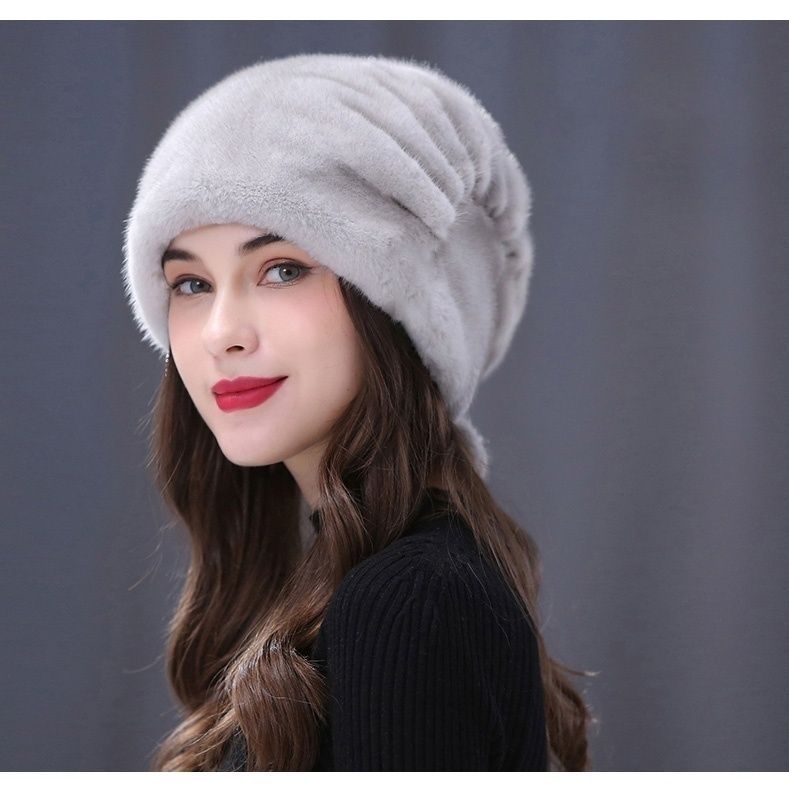 New Winter Imitation Mink Hat Women's Cold Protection and Warmth Winter Bag Head Ear Protection Top Hat Fashion Middle-aged and Elderly Mother