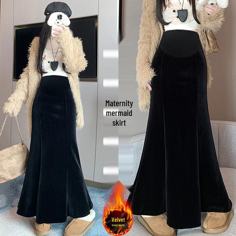 

2025 Maternity Fishtail Velvet Skirt – Thick, High-Quality, Mid-Length for Autumn/Winter 2XL