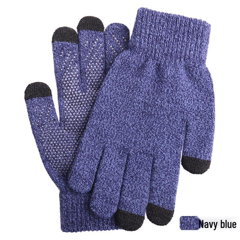 "Warm Knitted Touchscreen Gloves for Couples: Thick Non-Slip Wool, Men’s & Women’s Winter Design."