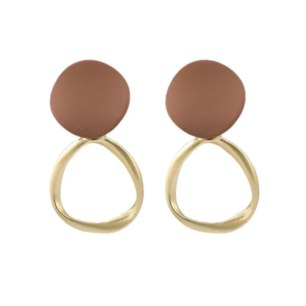 SUMENG New Fashion Cute Romantic Women s Vintage Brown Geometric Round Drop Earrings 2025 Jewelry Gift for Women Jewelry коричневый