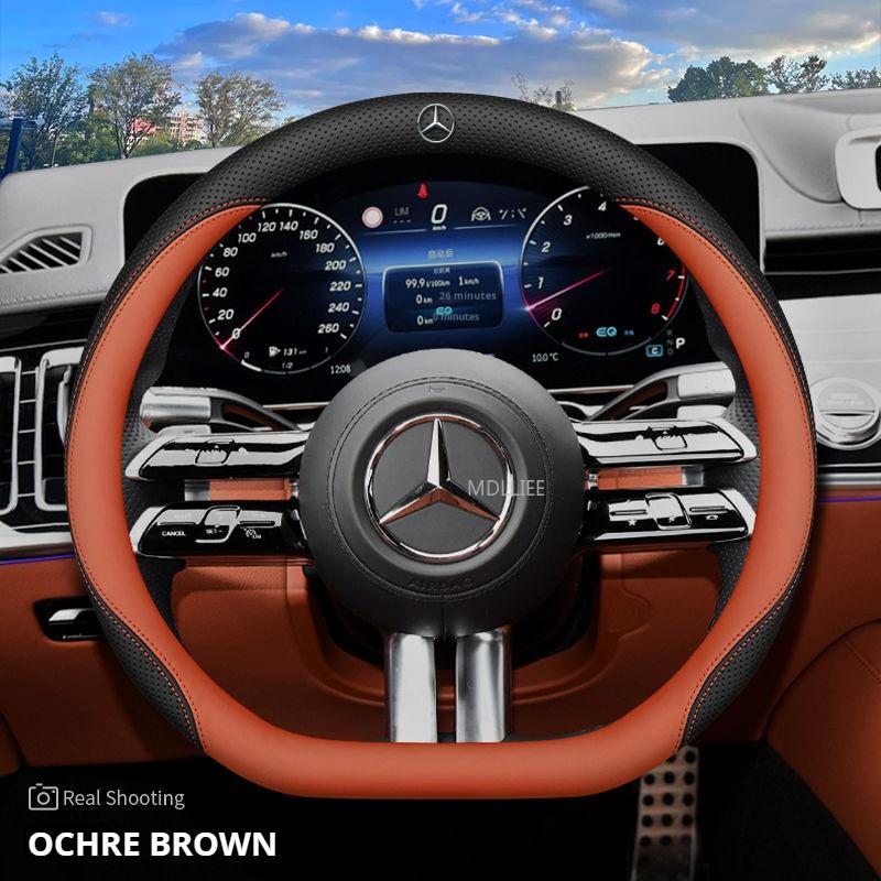 38CM Car Steering Wheel Leather Cover Auto Interior Accessories For Mercedes Benz AMG GLE GLS CLA CLE GLC CLS GLA W223 W213 W206