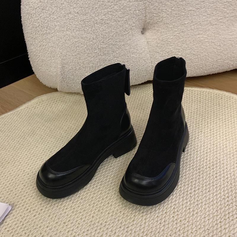 

Fat m boots suede elastic thin shoes thick legs big tube circumference high boots large size women s shoes to 35