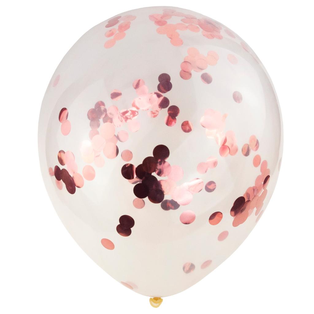 Balony Z Konfetti Różowe Złoto Rose Gold Przezroczyste Na Urodziny 100Szt