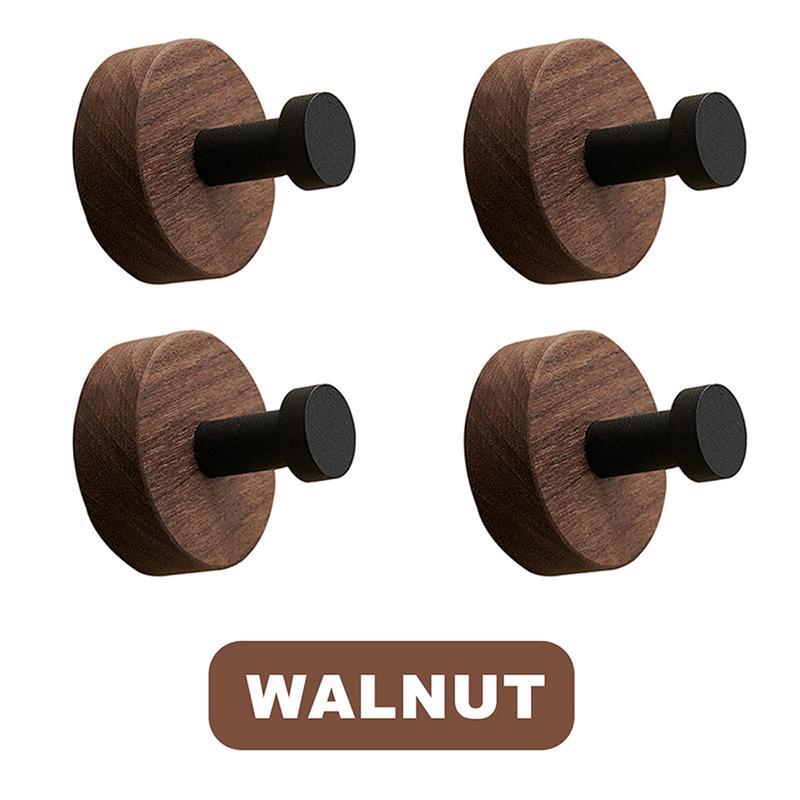 Wandhaken fürs Badezimmer, einfacher selbstklebender Haken aus Massivholz, Walnussholz, zum Aufhängen, für Schlafzimmer, Garderobe, Handtuch, Schlüssel, Dekoration