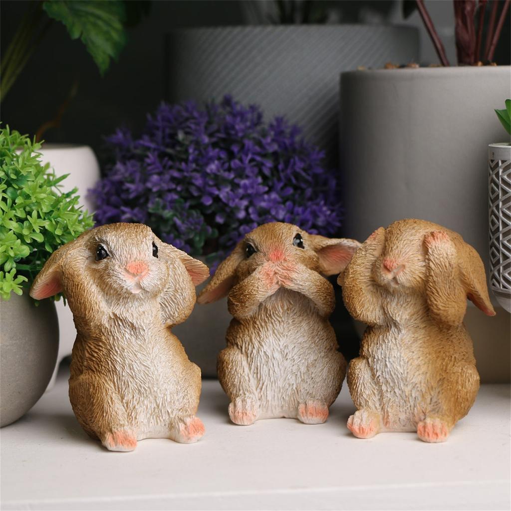 Three Animals, No Small Rabbits, Resin Handicrafts, Decorative Ornaments For Gardens, Flower Pots, Gardens, And Courtyards 3PC