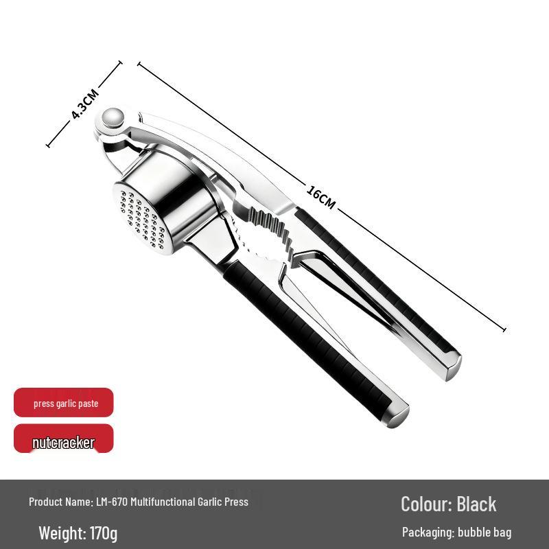 Zinc Alloy Manual Garlic Press & Peeler Kitchen Gadget