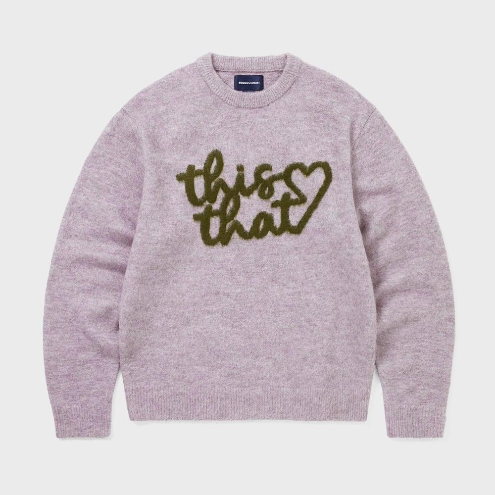 ThIs Is Never That Heart Logo Knit Sweater Lavender L