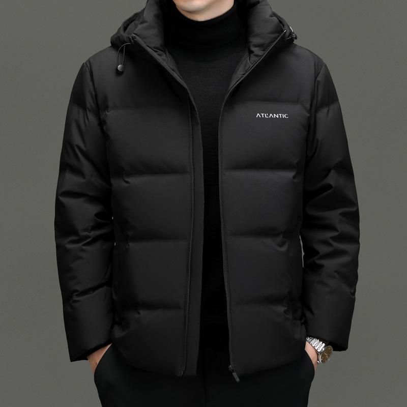 Men's Gradient Color Hooded Down Jacket - Winter Casual, Warm, Thickened Outerwear for All Ages