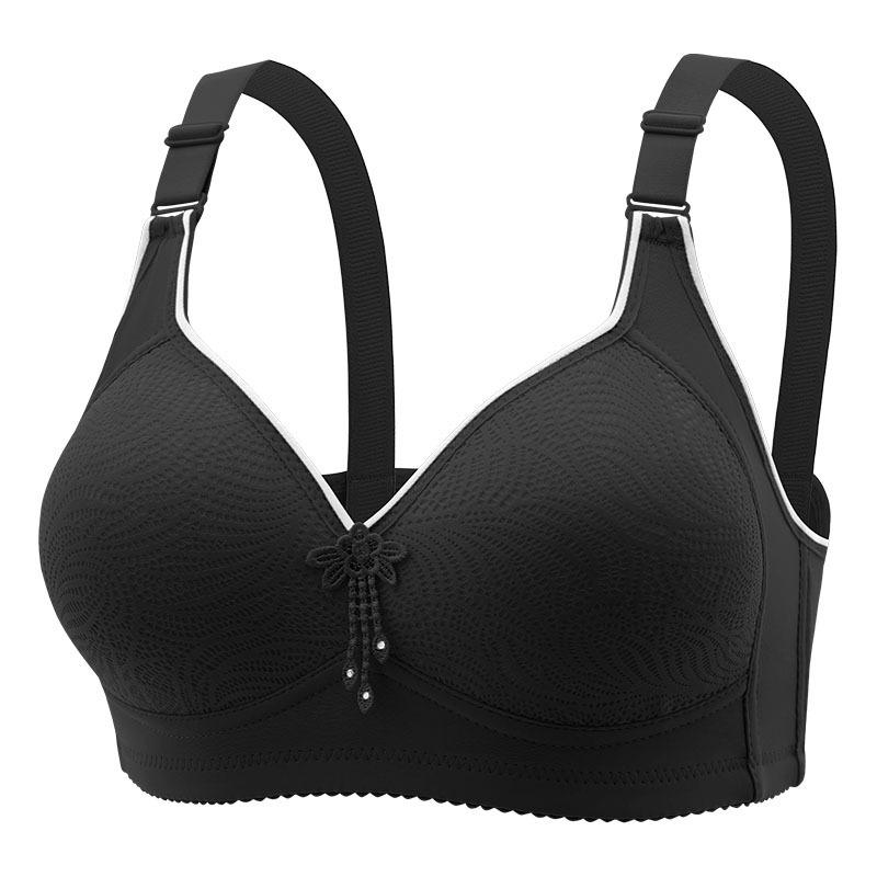 Plus Size Lace Wireless Push-Up Bra: Breathable, Comfortable Support for Mid-Aged Women