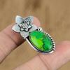 Anniversary Gift For Her Natural Green Turquoise Pendant Flower 925 Silver