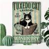 Metal Poster Wall Art, Retro Cat Laundry Room Decor, Wash Dry All Fur Breeds