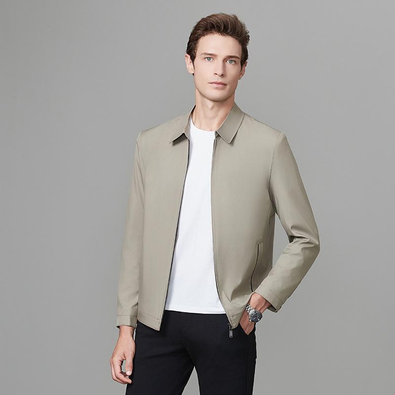 Popular Spring and Autumn Lapel Zipper Jacket Jacket Men's Commuting Middle-aged Dad Executive Jacket