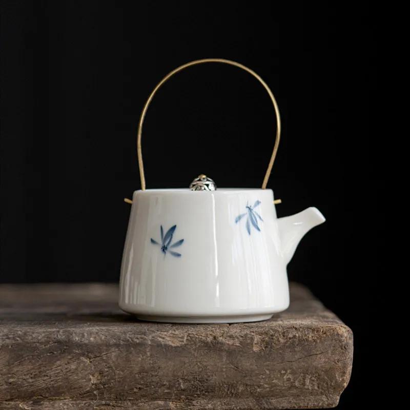 

Chinese Hand-painted Orchid Ceramic Teapots Traditional Handmade Porcelain Tea Pot Beauty Tea Infuser Kettle Household Tea Set