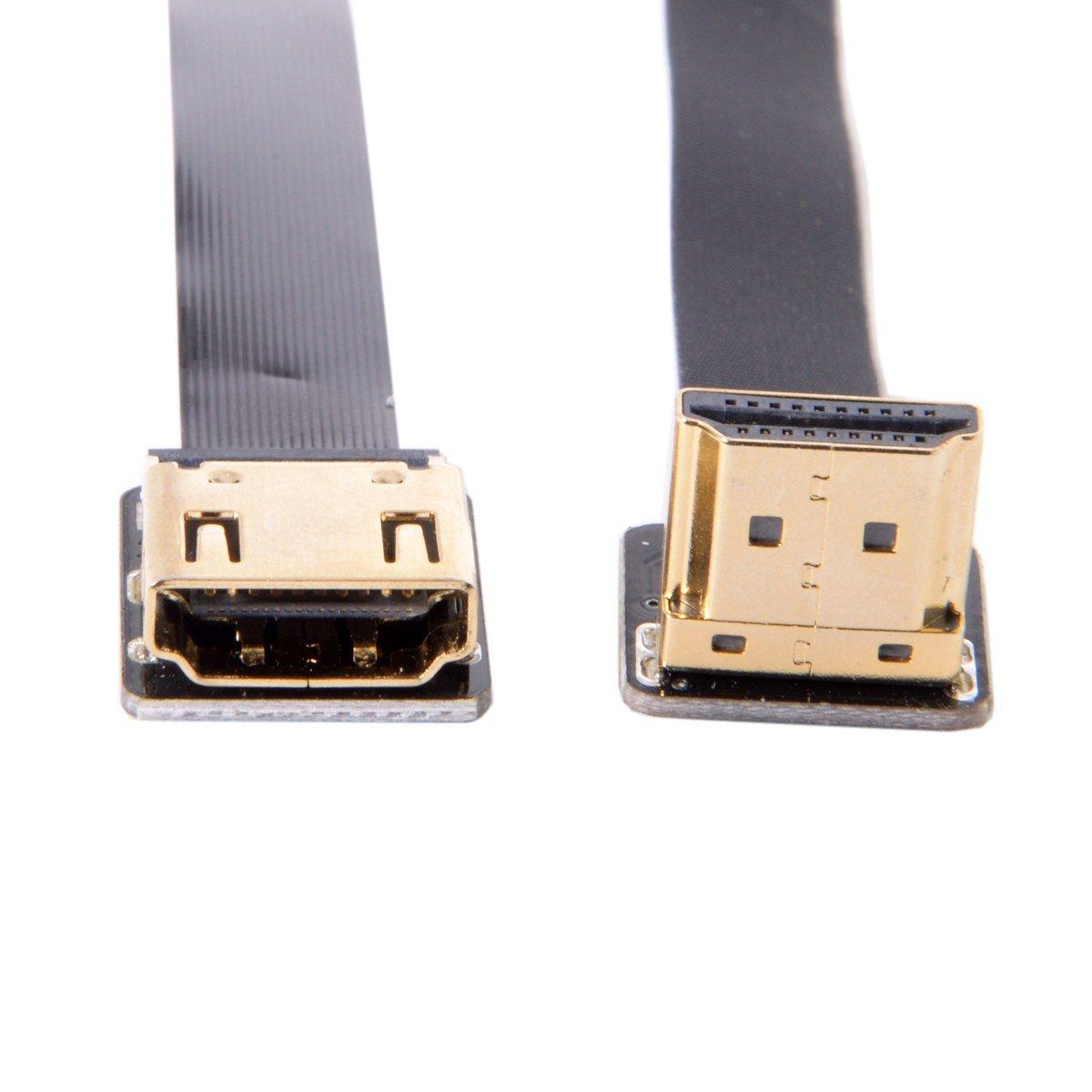 

Кабель Cablecc HDMI «папа» — «мама» FPC плоский кабель под углом 90 градусов для CYFPV UP HDTV мультикоптер аэрофотосъемка 50 см чёрный