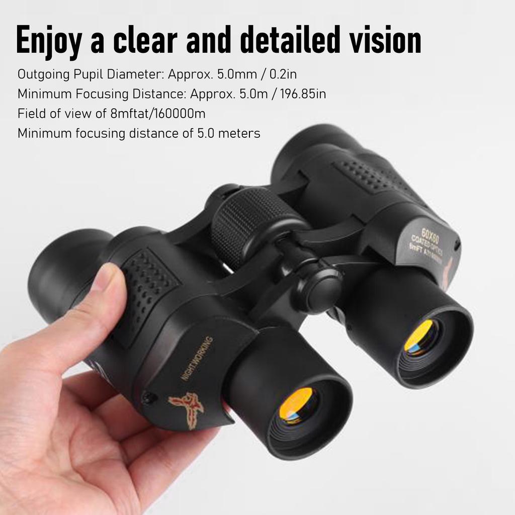 HD Binoculars 60x60 Night Vision Lens Cloth Neck Strap Portable Binoculars for Outdoor Activities