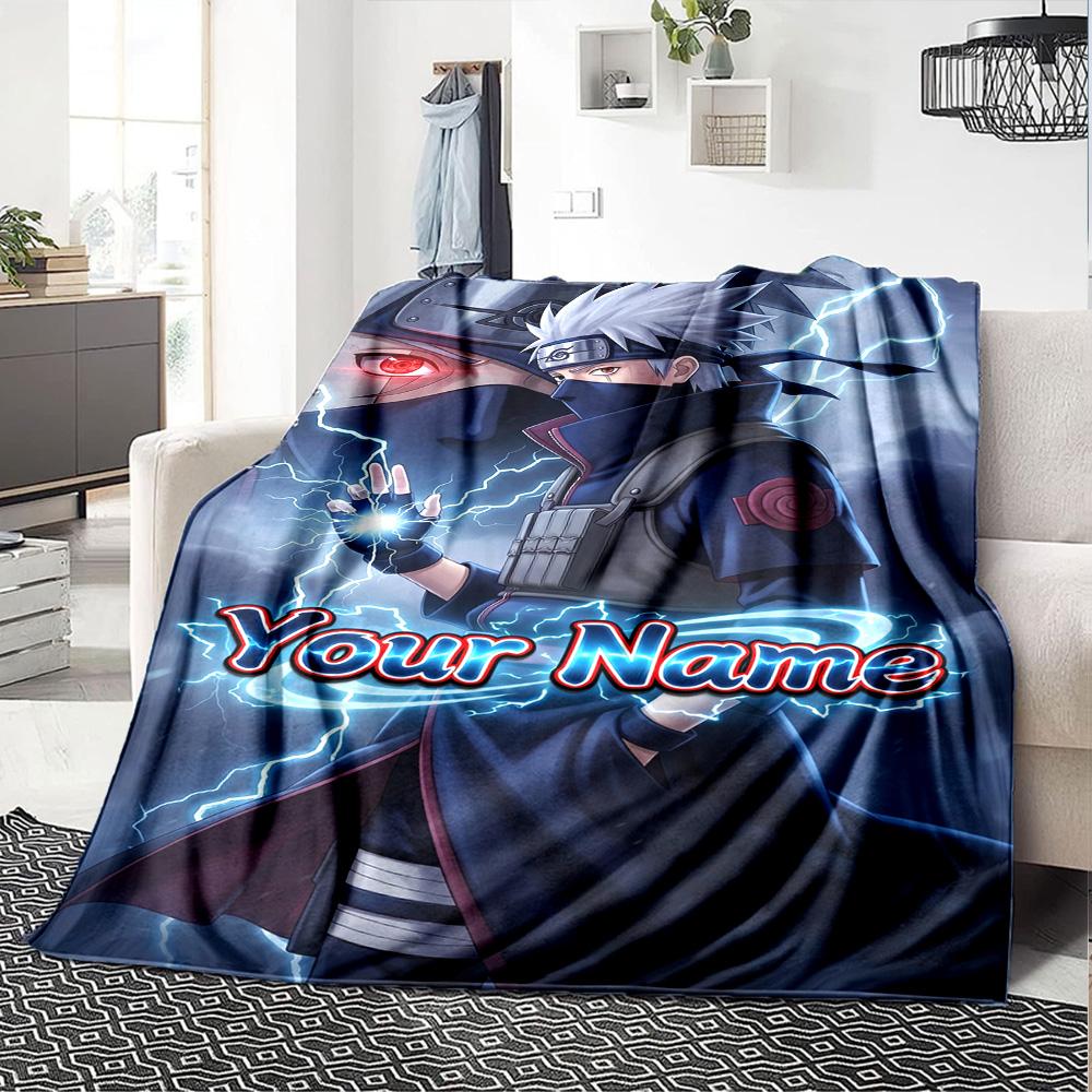Naruto Character Customize Text Blanket Gift Customizable Blanket Soft Warm Cozy Perfect for Sofa Home Decor Couch Office Four Seasons Universal