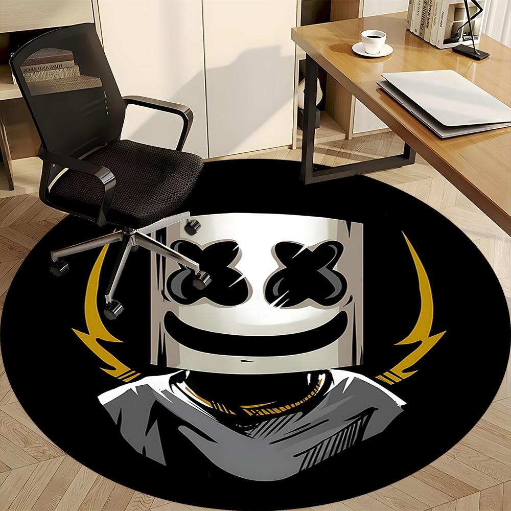 1pc Marshmello Mask Office Round Area Rug, Under Office Chairs Bedroom Living Room Home Decor, Room Deco, Available In Various Sizes