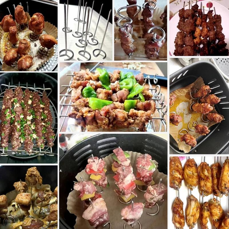 10pc BBQ Skewers For Grilling Stainless Steel Grilling Skewers Stick Heat Resistant Metal Kebab Tool Barbecue Skewer Shish Kabob