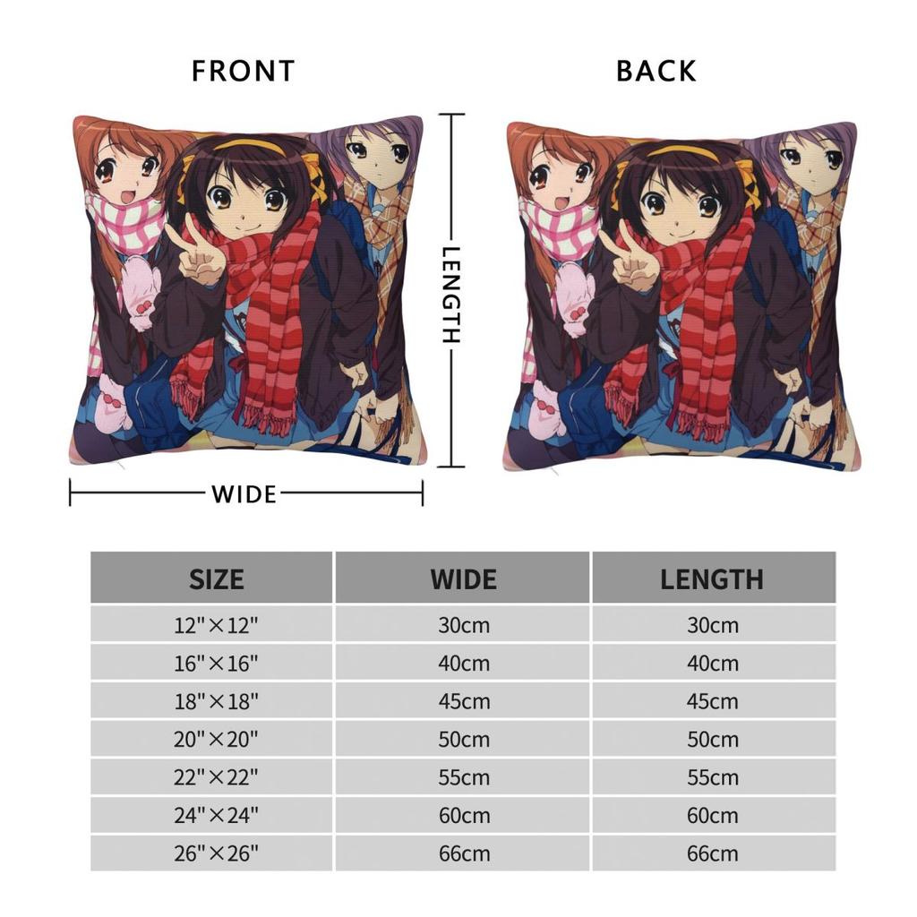 The Melancholy Of Haruhi Suzumiya Anime Square Pillowcase Cushion Cover Pillow Case Throw Pillow Cover for Home Bedroom Car
