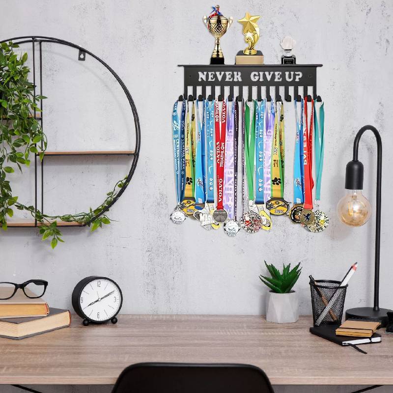 Metal Award Display Shelf With Wall Hook For Trophy And Medal Organization In Offices
