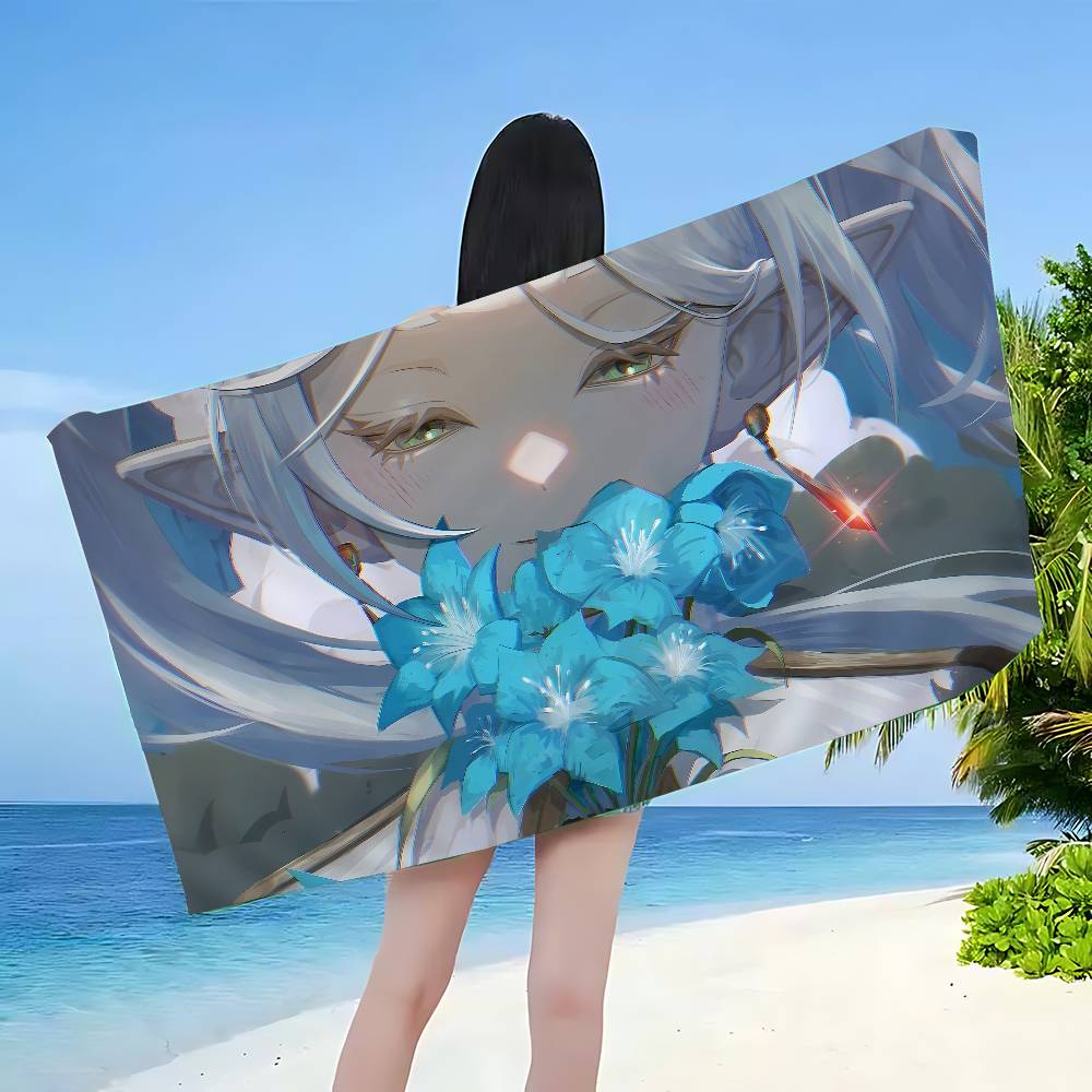 Anime F-Frieren Beach Towel Colorful Bath Towels for Girl Microfiber Quick Dry Custom Sand Free Beach Yoga Spa Gym Pool