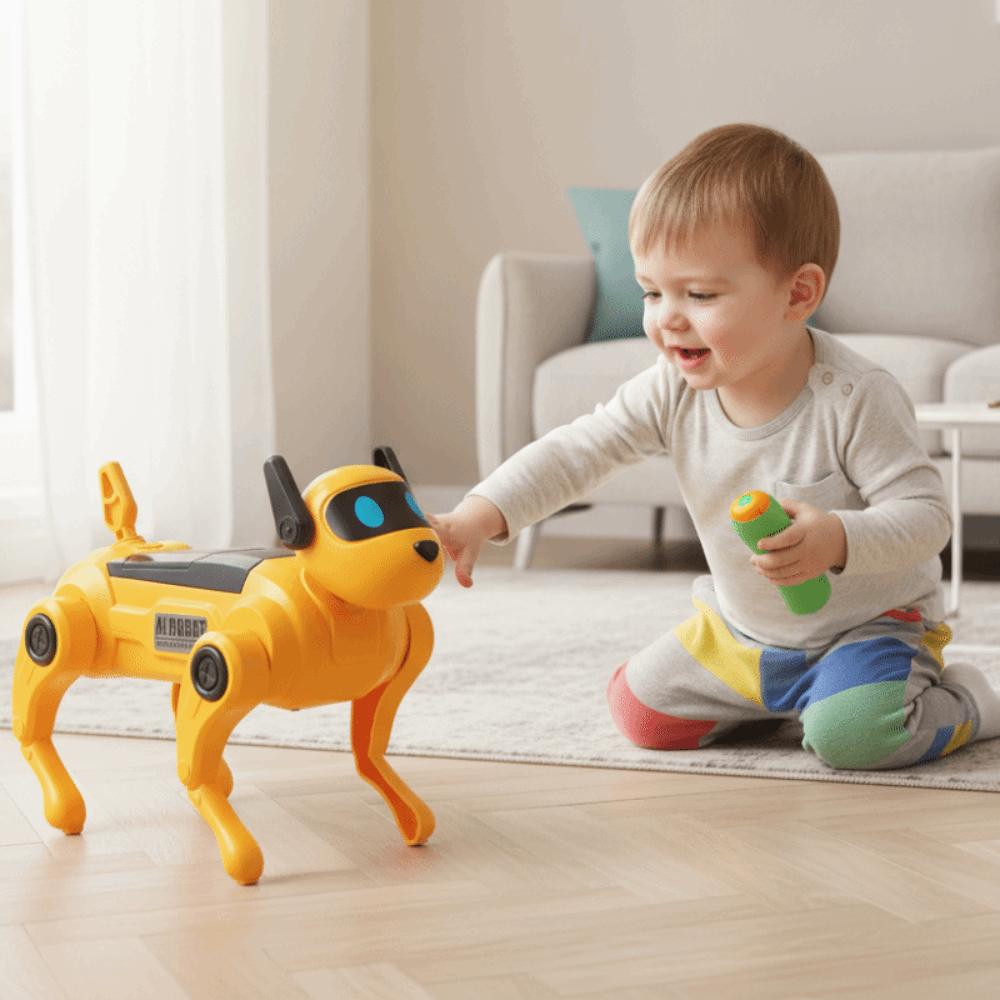 Voice Control Intelligent Mechanical Dog Walking Function DIY Assembled Dog Toys Birthday Gifts