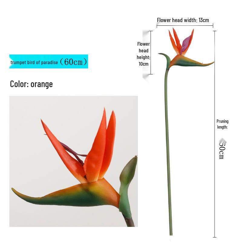 Искусственный цветок «Райская птица» с мягким прикосновением - Большой стебель стрелиции