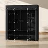 Armadio in Tessuto Non Tessuto, Armadio Pieghevole, 1 Barra Appendiabiti, 9 Ripiani, 150 cm x 43 cm x 162,5 cm, Nero
