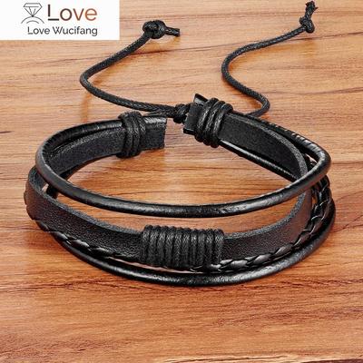 Braccialetti da uomo in pelle con ciondolo alla moda, popolari per ragazzi, fai da te, con fasciatura, fatti a mano, in tessuto marrone