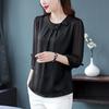 Women's Spring and Autumn Plus Size Thin Section Round Neck Seven Quarter Sleeve Solid Colour Casual Loose Breathable Comfortable Shirt