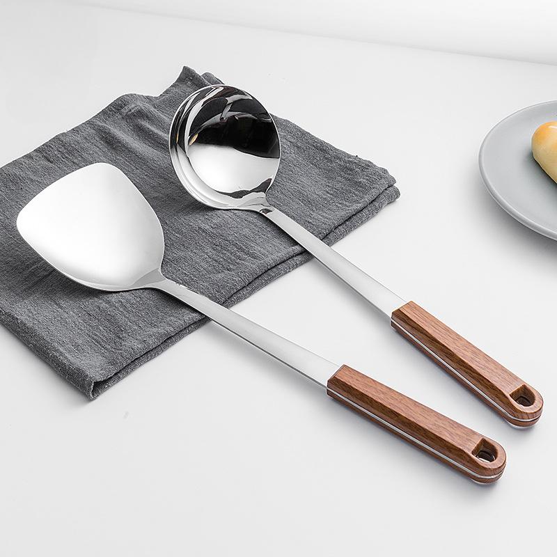 HANYANG Stainless Steel Stir-fry Spatula Large Soup Spoon Thickened Handle Spatula Cookware