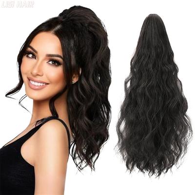 Synthetic Wavy Claw Clip In Ponytail Hair Extension Black Hairpiece Short Ponytail Natural Wig For Women