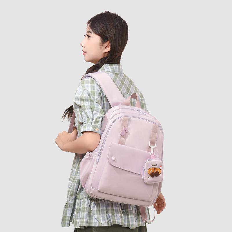 College Style Women's Backpack Large Capacity Student Solid Color School Bag