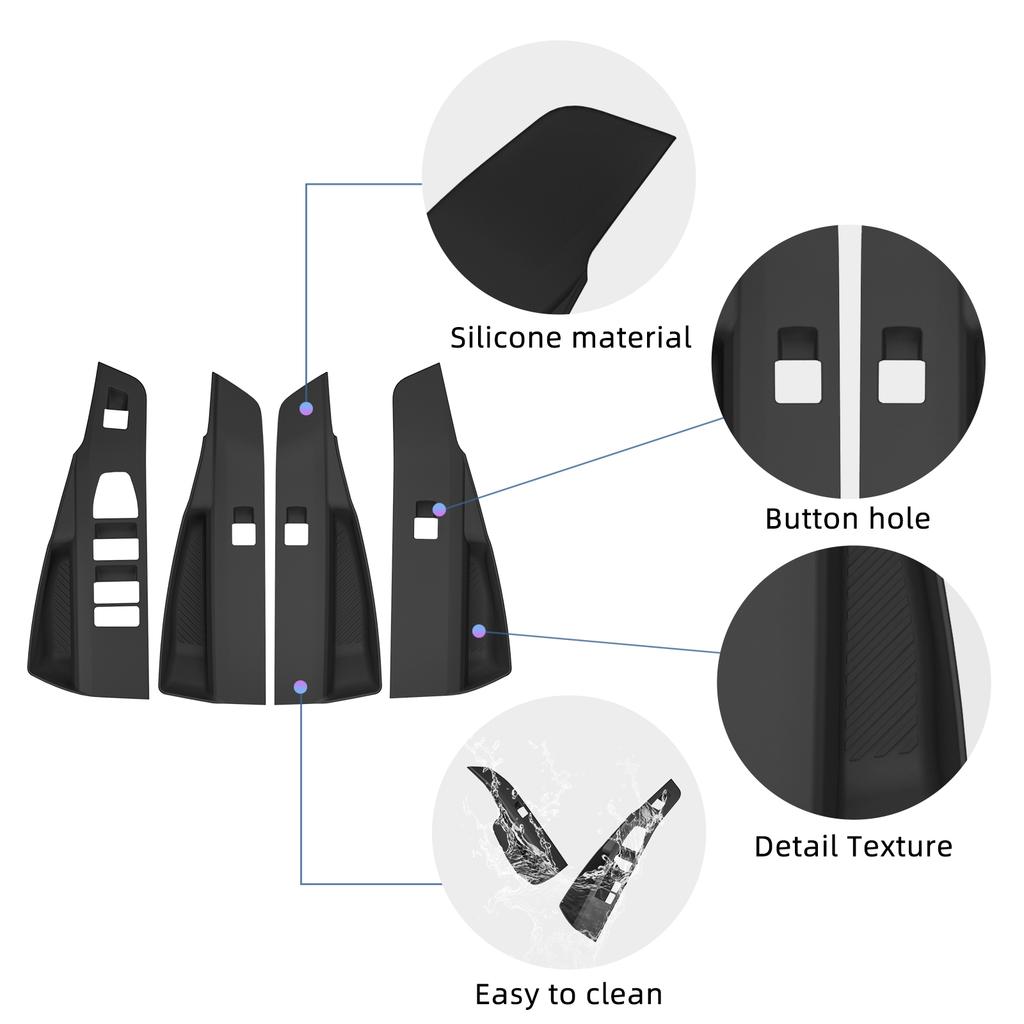 Pour BMW X3 2025 2026 Boîte de rangement pour poignée de porte de voiture Support de plateau pour porte avant arrière Organisateur en silicone Accessoires 4 pièces Noir
