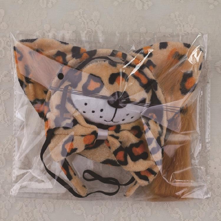 Kinder Tierkostüm Leopard Ohren Stirnbänder Fliege, Schwanz, Schnauze Handschuh 1/3/4/5 Stück