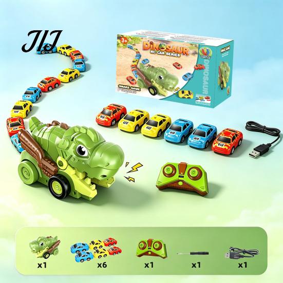 Magnetic Mini Car Toy RC Dinosaur Toy, Remote Control Swallowing Dino Snake Game 2 Players Competitive Electric Vehicle for Kids Educational Toys