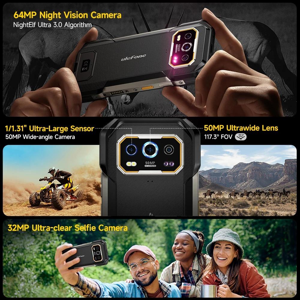 Ulefone Armor 27 Pro 5G Rugged Phone 10600mAh Smartphone 50MP Camera 64MP Night Android 15 Up to 24GB+256GB NFC Mobile Phone