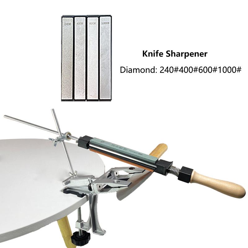 Ascuțitor de cuțite Ascuțitor cu unghi fix Piatră de ascuțit cu diamant cu rotire la 360 de grade Piatră de ascuțit Pastă de lustruit din piele