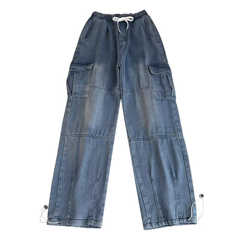 Men's Retro Loose-Fit Japanese Jeans with 3D Pockets and Tapered Legs