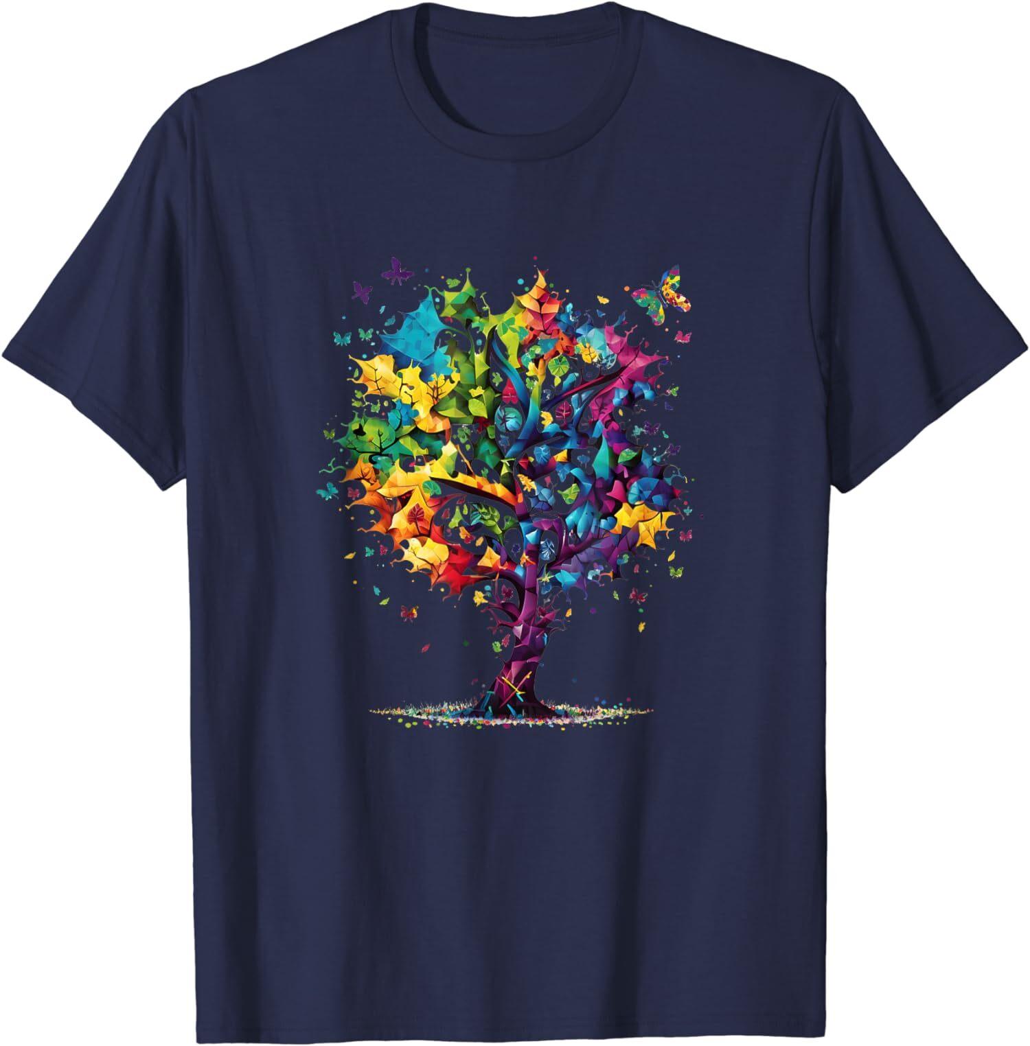 Autism Puzzle Pieces Colorful Tree Neurodiversity Unisex T-Shirt S разноцветный