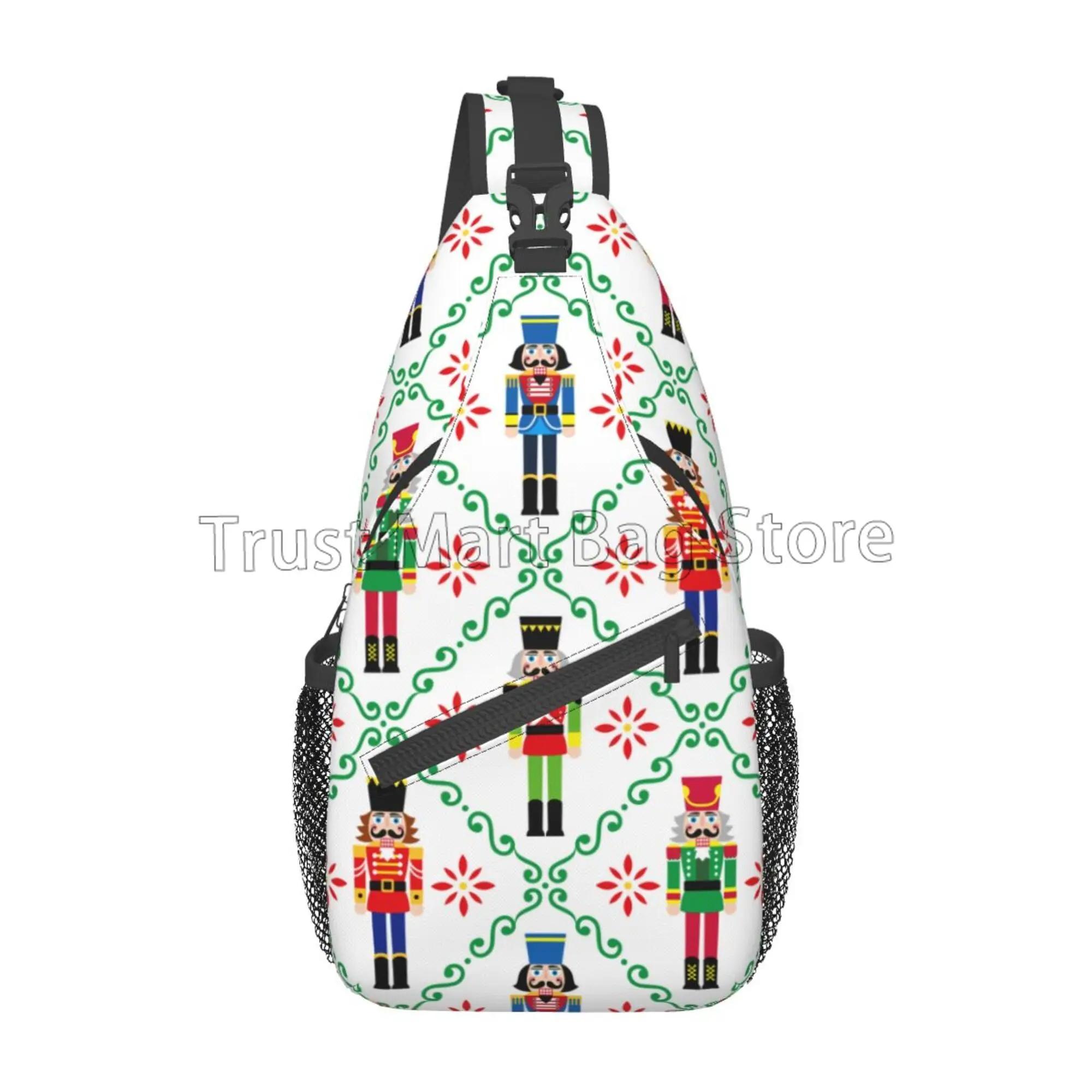 

Christmas Nutcrackers Chest Bags Holiday Xmas Crossbody Sling Bag Travel Hiking Backpack Casual Shoulder Daypack for Women Men