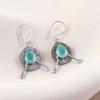 Aqua Chalcedony Gemstone 925 Sterling Silver Jewelry Handcrafted Earrings 1.86" EE-78-31